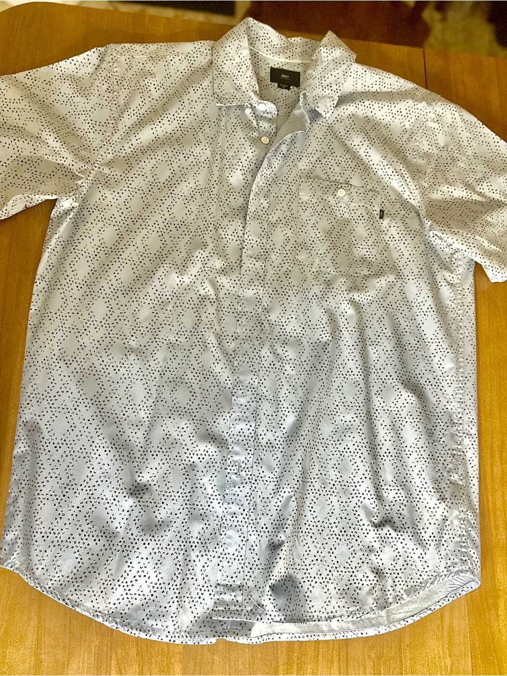 Obey Light Blue Short-Sleeve Button-Down with Micro Dot Print